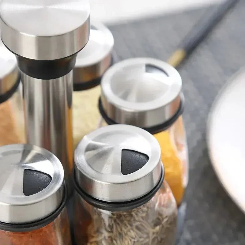 Glass Spice Rack Organizer Set